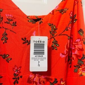 Torrid Bright Red Floral Dress